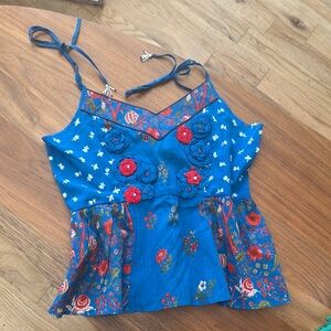 Floral Embroidered Blue Top